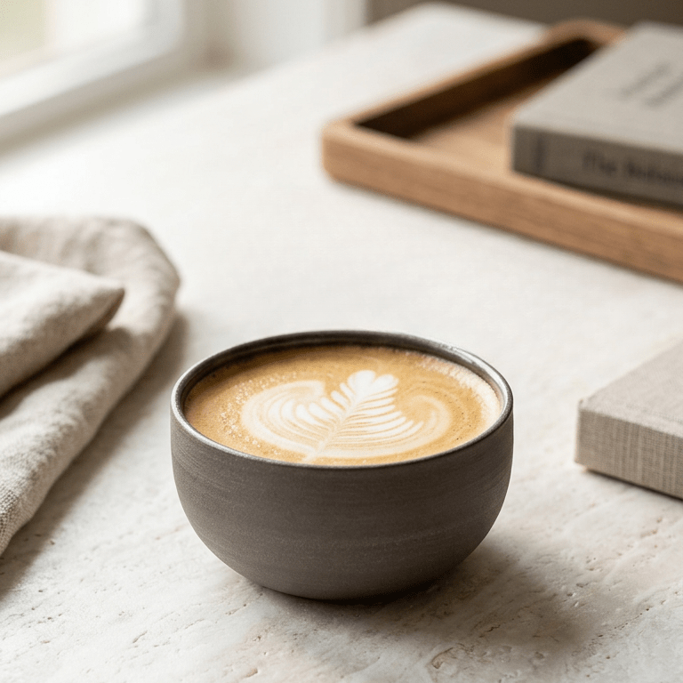 KUMO Flat White Tasse grau/schwarz - Mura Mura Ceramics