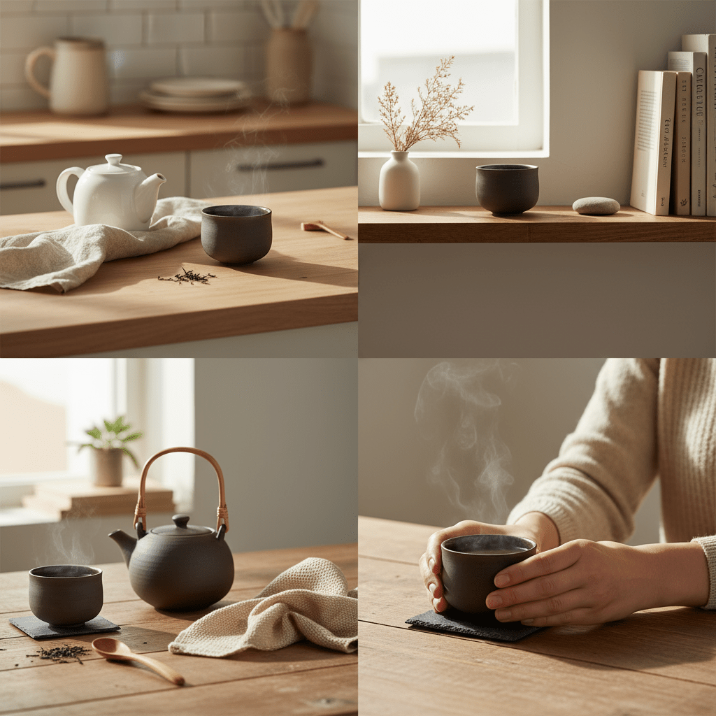 OCHA grau/schwarz | handgemachte Teetasse (Matcha) - Mura Mura Ceramics