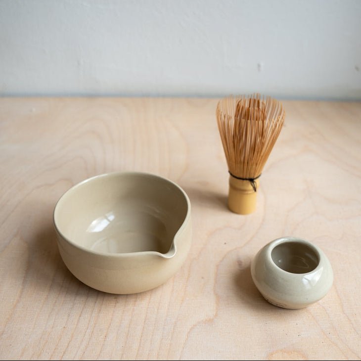 MATCHA Ritual Bundle beige | handgemachte Matcha Schale - Mura Mura Ceramics